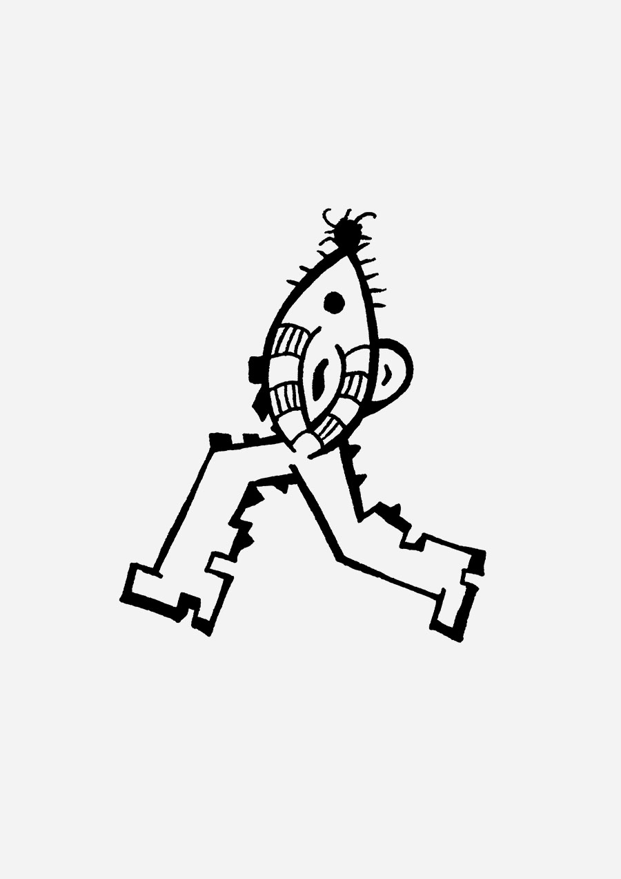 Fotzi zeigt einen grotesken Illuwillu Charakter zwischen schwarzem Humor, Chaos und menschlichen Abgründen, mit einem Arschloch auf dem Kopf