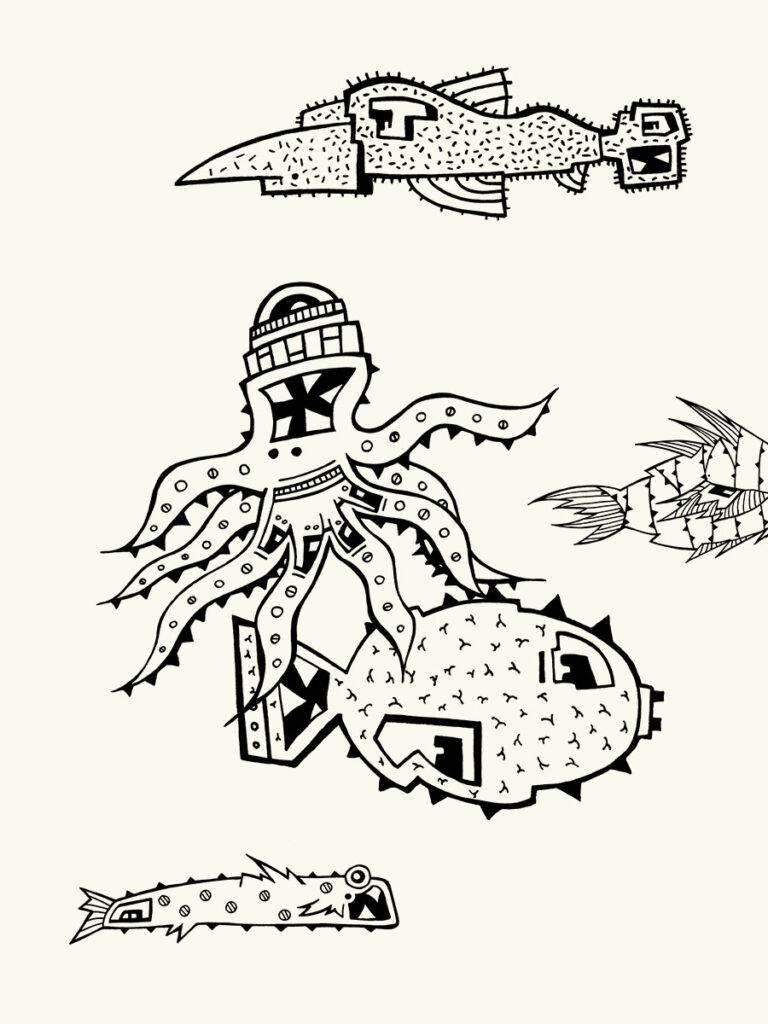 Fische zeigt eine harmonische Unterwasserwelt im Illuversum mit Petermännchen, Feuerfisch, Grätenfisch, haarigem Fisch und Oktopus.